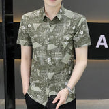 Summer Shirts for Men Turn-down Collar Business Short