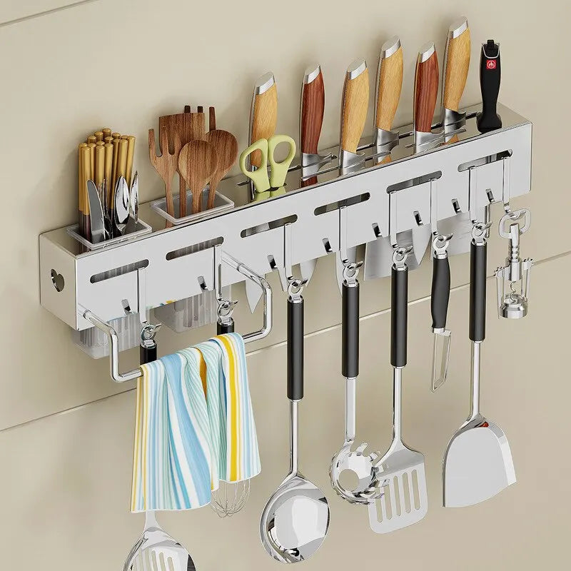 Stainless Steel Kitchen Storage Rack Wallmounted Multifunctional Storage