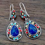 Bohemian Water Drop Blue Stone Earrings for Women