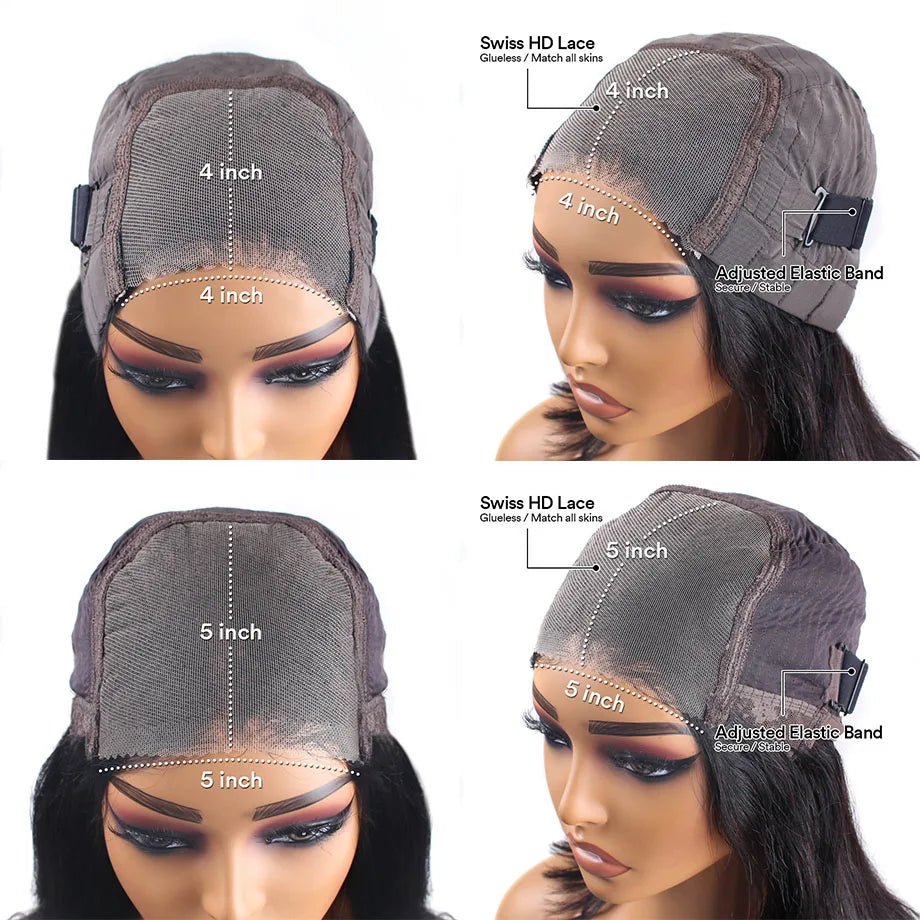 Deep Wave 4x4 Closure Glueless Wig Human Hair