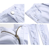 Straight Hole Destruction Trousers Distressed Jeans Men Denim
