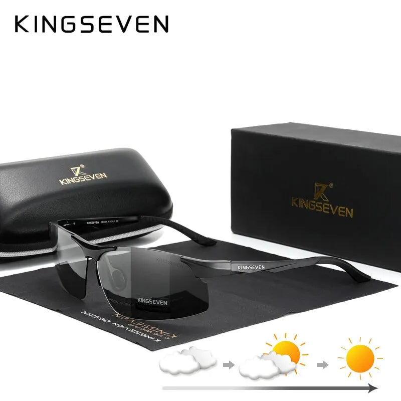 KINGSEVEN Genuine Polarized Men Aluminum Sunglasses Driving Mirror