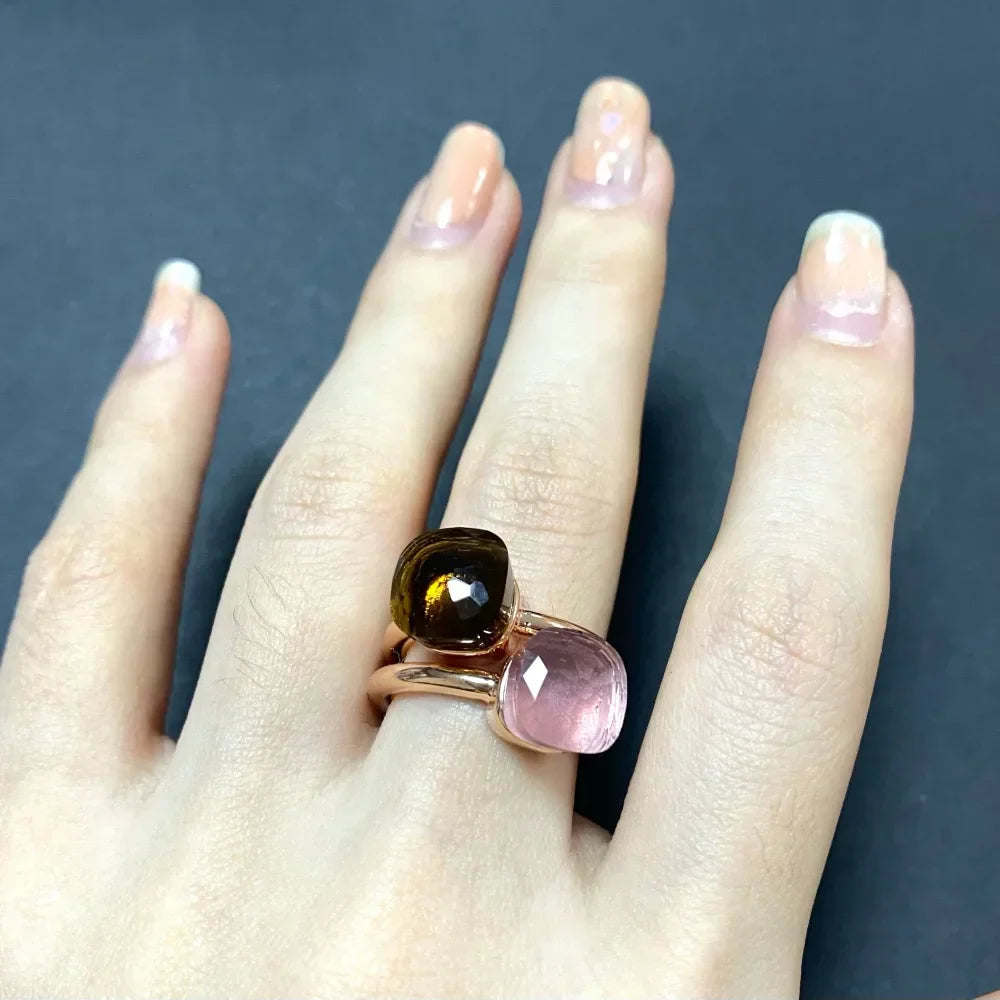 2PcsSet Pomellato Ring Stacked Mix Color Crystal Ring