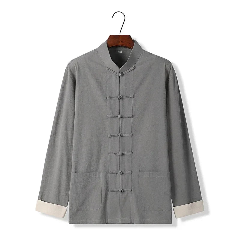 Chinese Traditional Retro Windbreaker Men's Long-sleeved Tang Suit