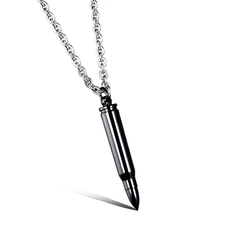 Bullet Necklace for Men Hiphop Silver Gold Black