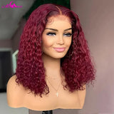 180 Density Short Burgundy Red Kinky Curly Bob