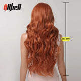 Copper Ginger Brown Wigs with Bangs Natural Synthetic