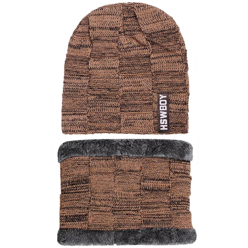 Winter Beanie Hats Scarf Set Warm Knit Hat