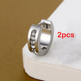 New Trendy Round Hoop Earrings Simple Zircon Stainless