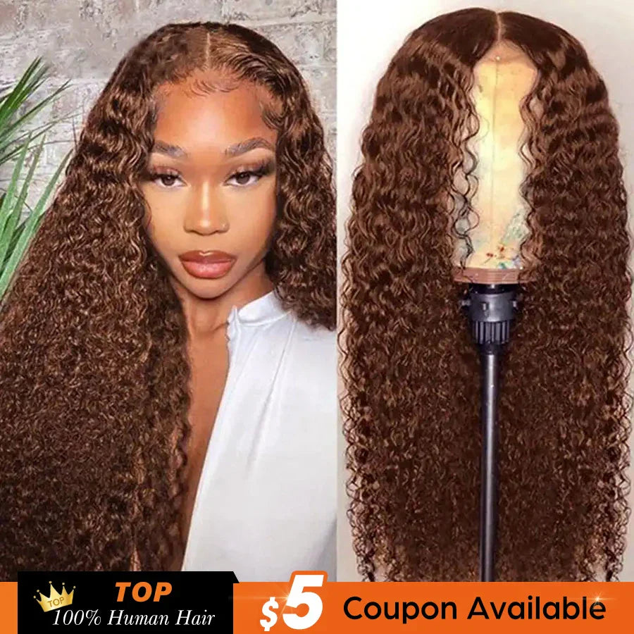 13x4 Chocolate Brown Lace Front Wig Deep Wave