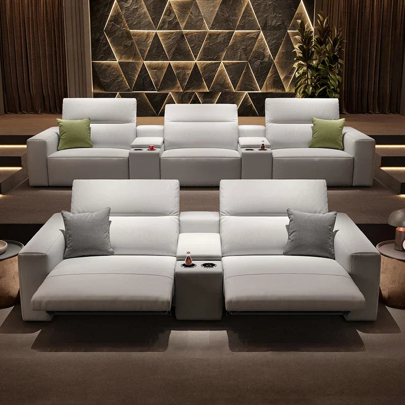 Italian minimalist electric leather sofa Home theater video