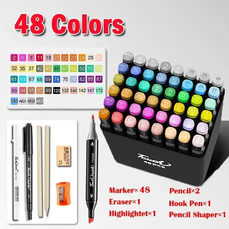 168 Color Marker Pen Set Manga Double-Headed Comic