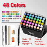 168 Color Marker Pen Set Manga Double-Headed Comic
