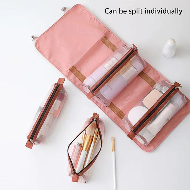 4Pcs Detachable Makeup Bag Set - Large Capacity Travel Pouch