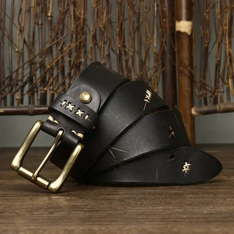 3.8CM Men High Quality Genuine Leather Belt Luxury