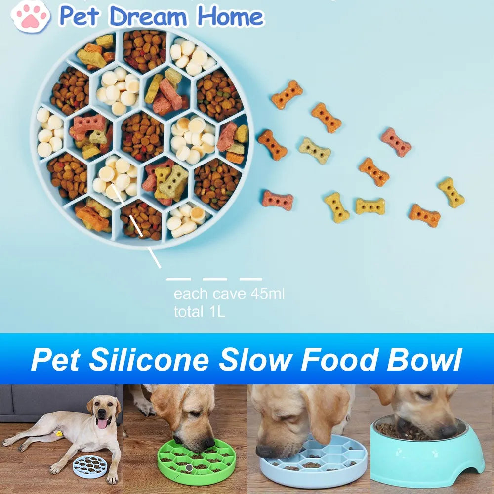 Pet honeycomb slow food bowl dog choking bowl