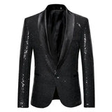 Shiny Gold Sequin Glitter Embellished Blazer Jacket Men