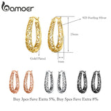 BAMOER 18K Gold Plated Filigree Hoop Earrings 925