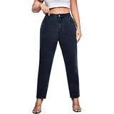 Plus Size Women Jeans Autumn Dark Blue 175cm