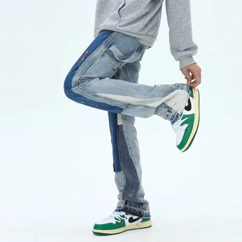 2024 Kanye Painting Patch Baggy Stacked Jeans Y2K