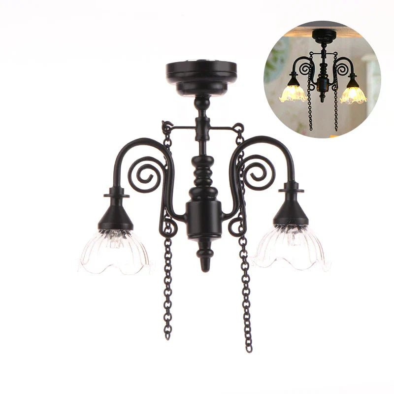 1:12 Dollhouse Miniature LED Lamp Ceiling Lamps Chandelier