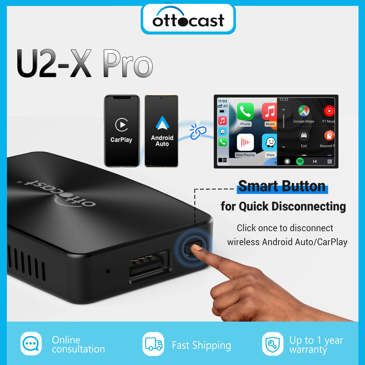 OTTOCAST U2 X PRO Android Auto CarPlay 2