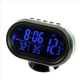 Digital Car Clock Dual Thermometer Battery Voltmeter Voltage Luminous Electronic Clock Car DC 12/24V Interior Accessories 4 IN 1
