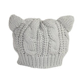 Solid Color Warm Cat Ear Knitted Hats Crochet