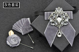 Men's Wedding Bow Tie Pins Set Luxury Rhinestone