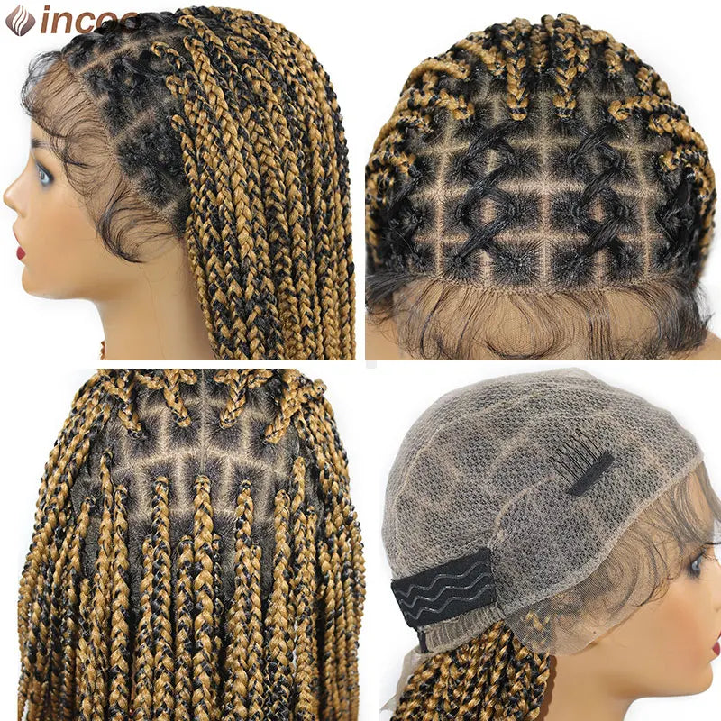 Ombre Blond Box Braided Full Lace Women's Wigs