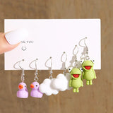 17KM Cartoon Frog Duck Earrings Set Animal Butterfly