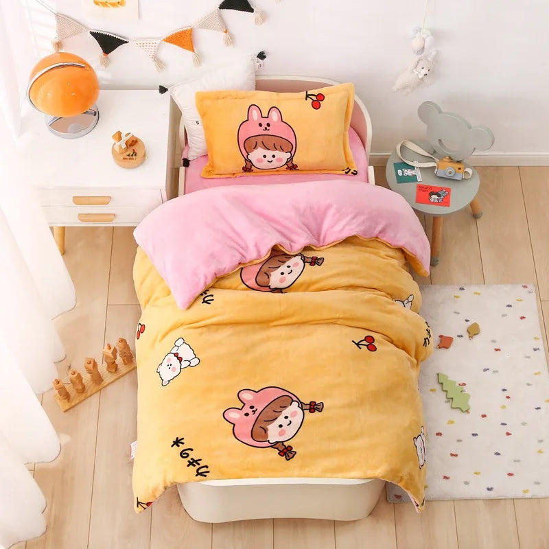 Baby Cartoon Print Bedding Set Duvet Covers Pillowcases