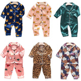 Toddler Girls Silk Satin Pajamas Sets Cartoon Kids