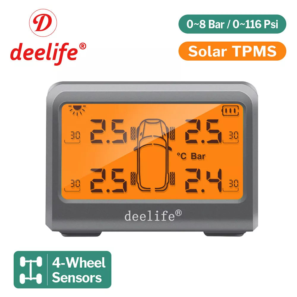 Deelife Solar TPMS Car Tire Pressure Monitoring System