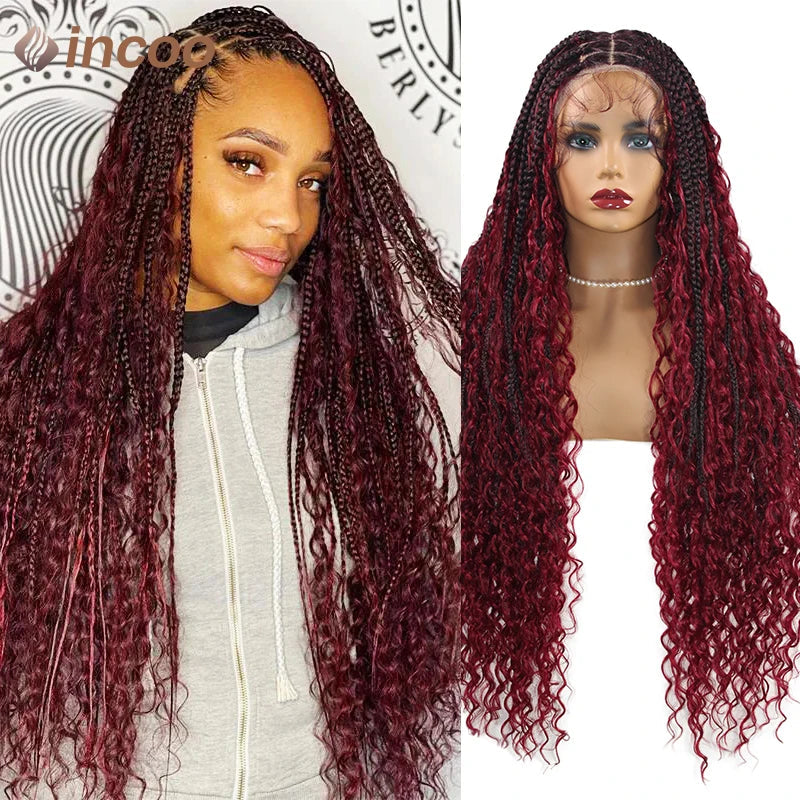 32 Boho Box Braid Wigs Curly Braided Full