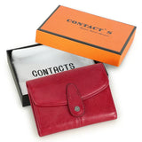 Contact'S Genuine Leather ID Credit Cards Holder Wallets Small Wallet Women Rose Fashion Hasp Trifold Purse with Coin Pocket