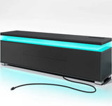 TV Stand with Power Outlet & LED Lights,