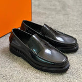 THIGWJH Black Epsom Leather Loafers Luxury Designer Classic minimalist style Daily casual business men's shoes