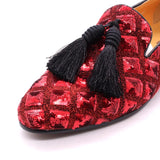Mens Tassel Loafers Sequin Casual Shoes British Style