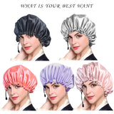 Ladies Satin Nightcap Solid Color Simple Drawstring Adjustable