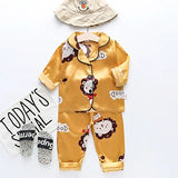 Toddler Girls Silk Satin Pajamas Sets Cartoon Kids