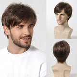 Bob Pixie Cut Wig for Men Light Brown