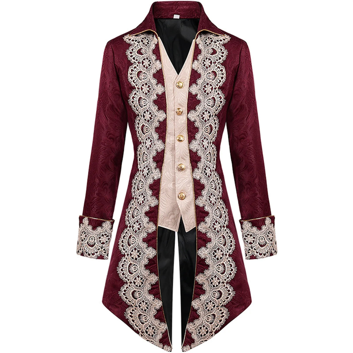 Men Double Long Coat Mens Long Steampunks Embroidered