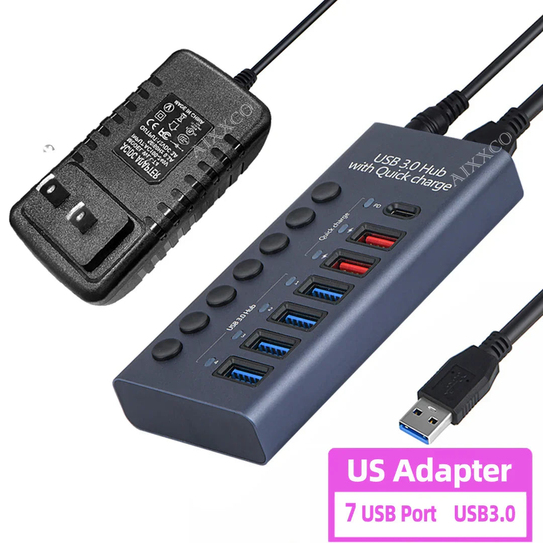 Metal USB 3.0 Hub Multi USB Splitter 4/7/10Ports