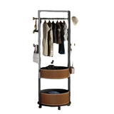 Movable coat rack bedroom saddle leather storage floor