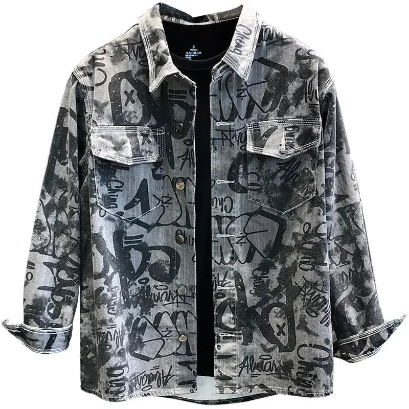 Men's Denim Jacket Long Shirt Wide Shoulders Fashion
