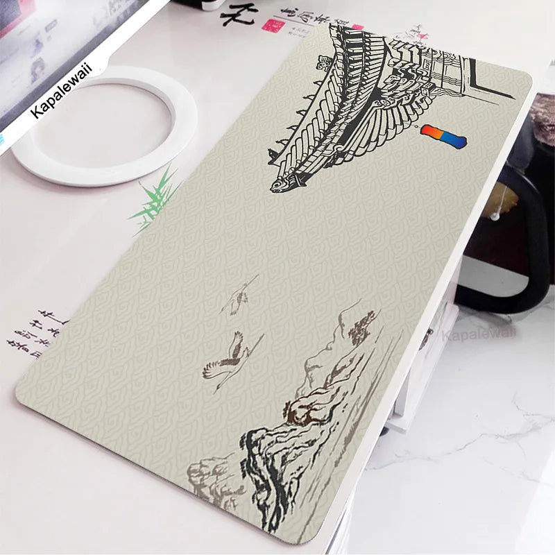 Black and White Wave Art Mouse Pad XXL