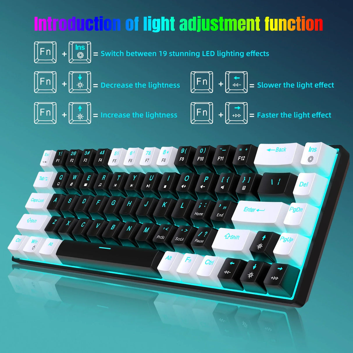 68 Keys Mechanical Keyboard Ergonomics RGB Backlit LED