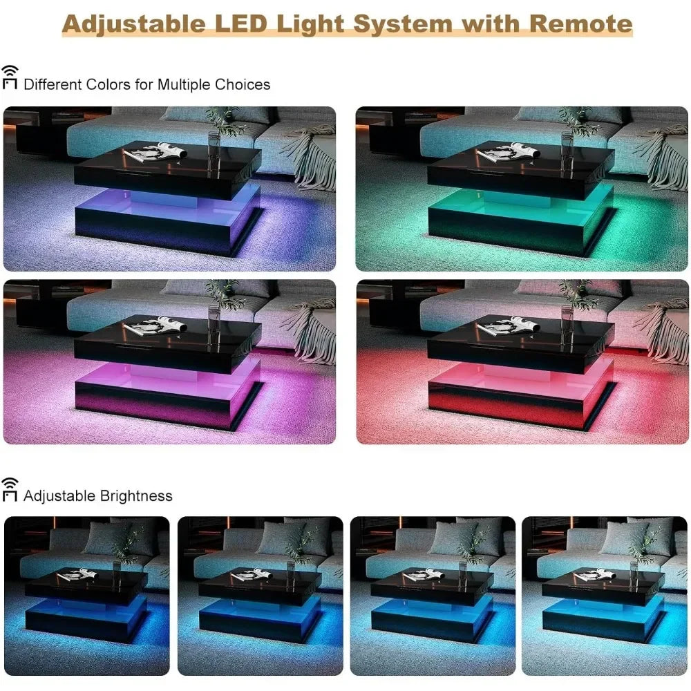 Black LED Coffee Table for Living Room Restaurant