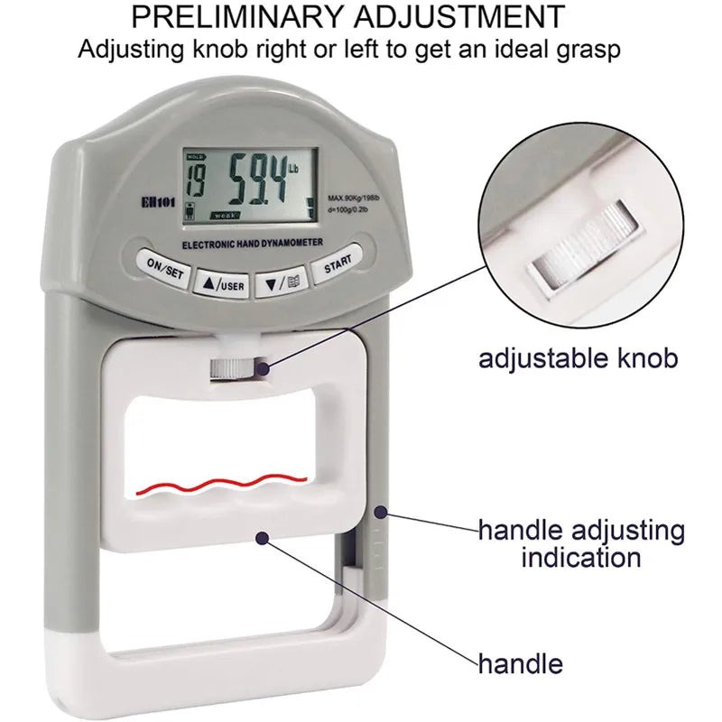 Digital Electronic Hand Dynamometer 90kg/200lbs Counting Gripper Hand